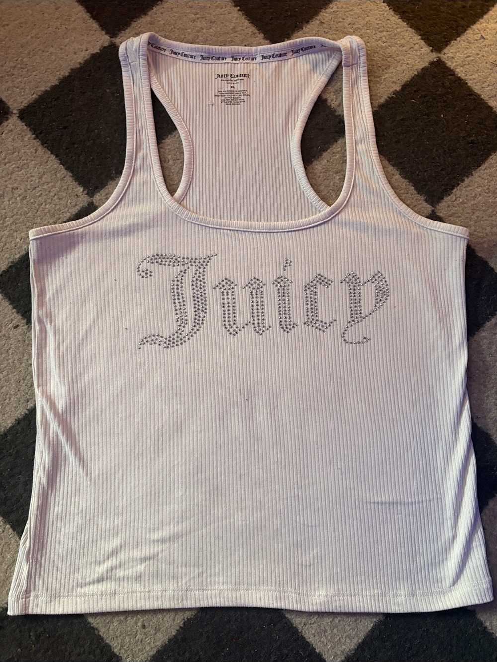 Juicy Couture light cream tank with rhinestone logo